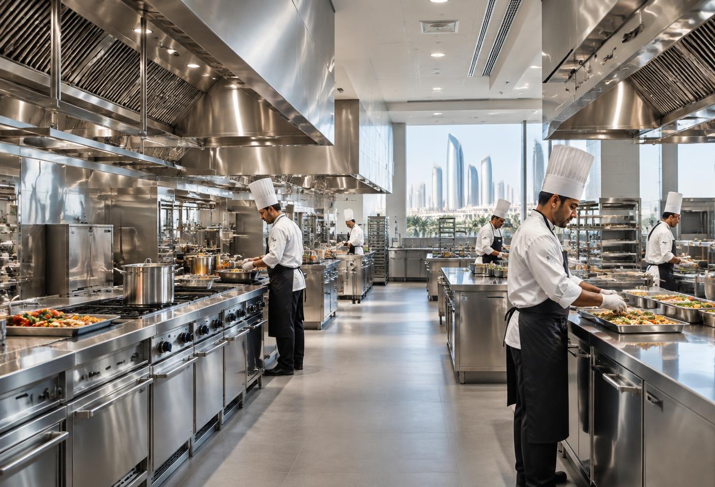Large capacity stainless steel industrial kitchen